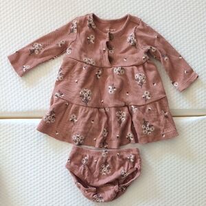 Carter's Pink Floral Diaper Cover Dress Set